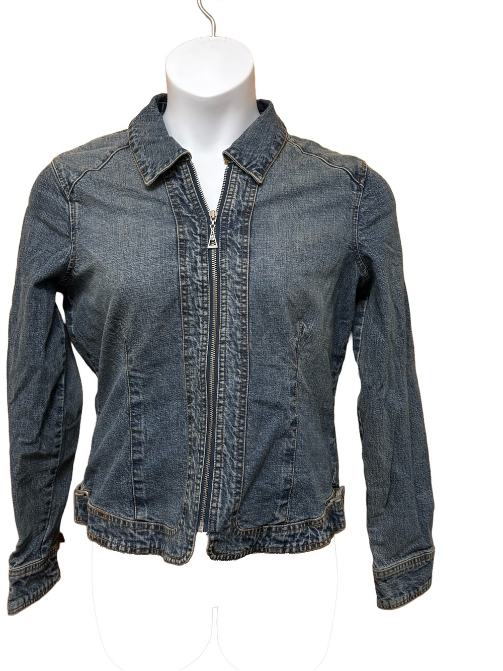 JLO by Jennifer Lopez plus size dark blue zip front denim jacket size 1x
